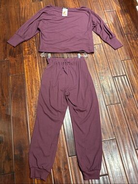 Relaxed Ribbed Jogger Set - Mauve